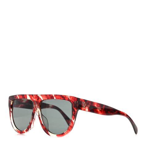 CELINE Acetate Aviator Sunglasses CL 40001F Red 